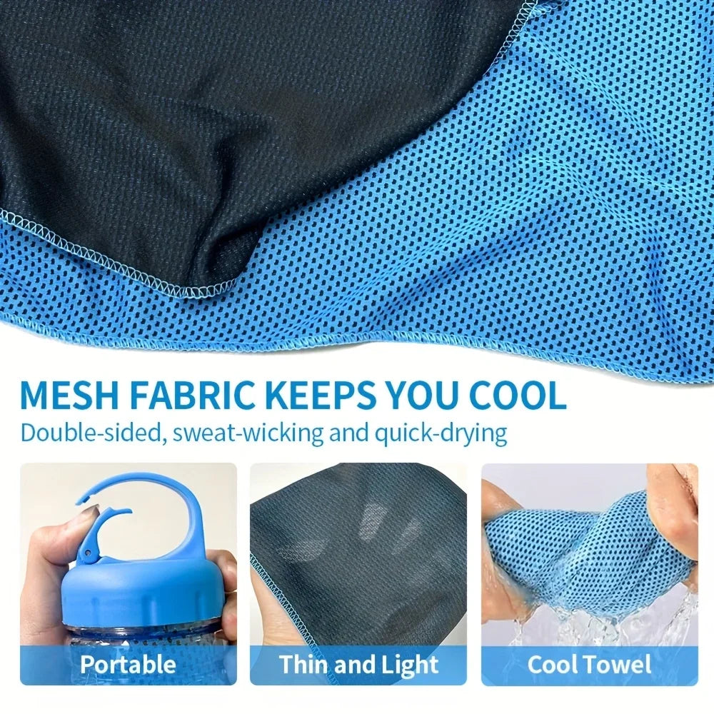 30×80cm Portable Bottle Mounted Quick Dry Towel Gym Sports Sweat Absorbent Cold Sensation Fast Ice Towel Swimming Beach Towels