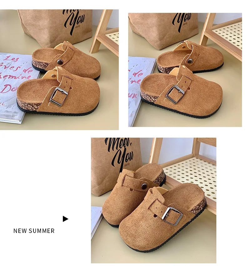 Children's Slippers for Home Simple Solid Color Girls New Flat Mules Fashion Non-slip Versatile Slippers Causal Kids Flip Flops