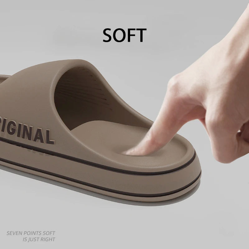 Feslishoet Women Letter Slippers Beach Slides Solid Color Mens Thick Sole Indoor Bathroom Anti Slip Shoes Summer Couple Sandals