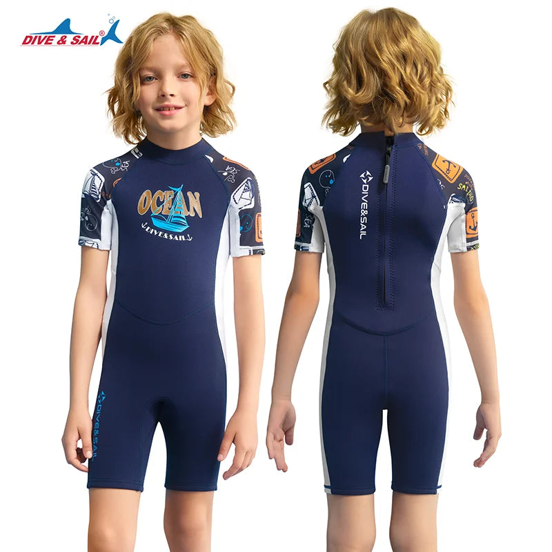 Kids Dive Skins Suit Full Body Swimsuit for Boys Girls and Youth 1.5/0.5mm Wetsuit UPF50+ Sun UV Protect Rash Guard Bathing Suit