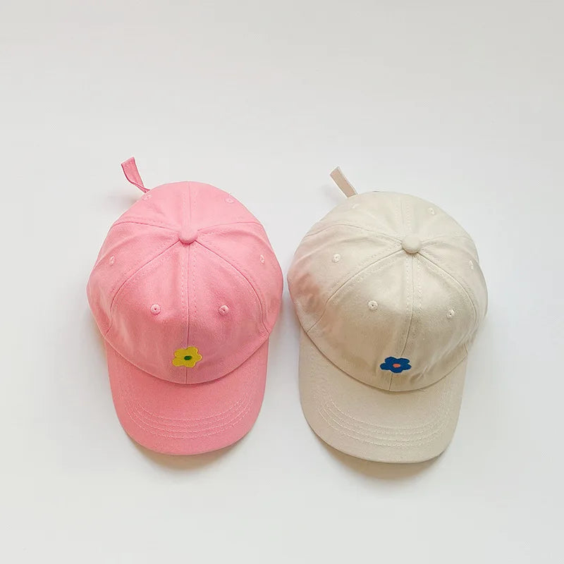 Lovely Flower Children Baseball Cap Solid Color Kids Duck Tongue Hat 3-5 Years Boy Girl Baby Outdoor Sun Visor Cotton Peaked Hat
