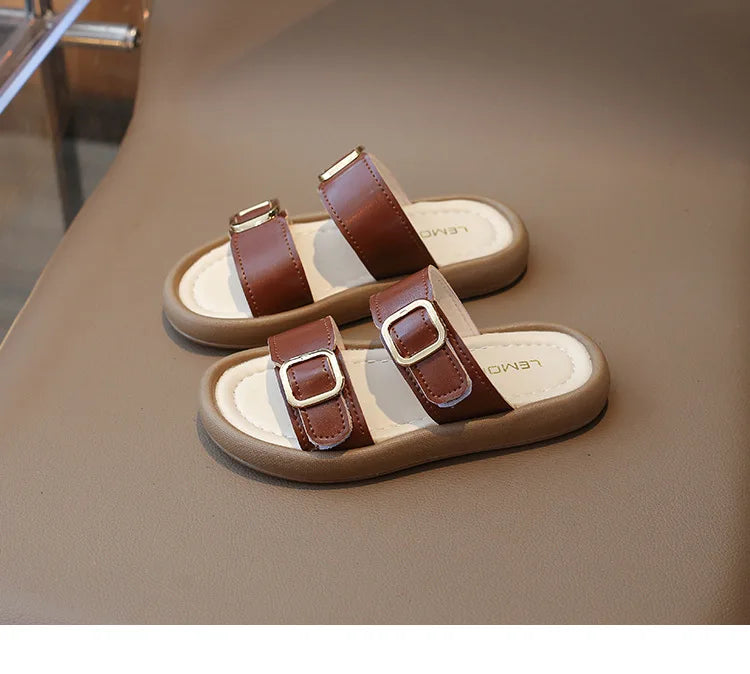 New Summer Slippers Boy Fashion Thick Bottom Flip Flops for Children Cut-outs Girls Beach Shoes