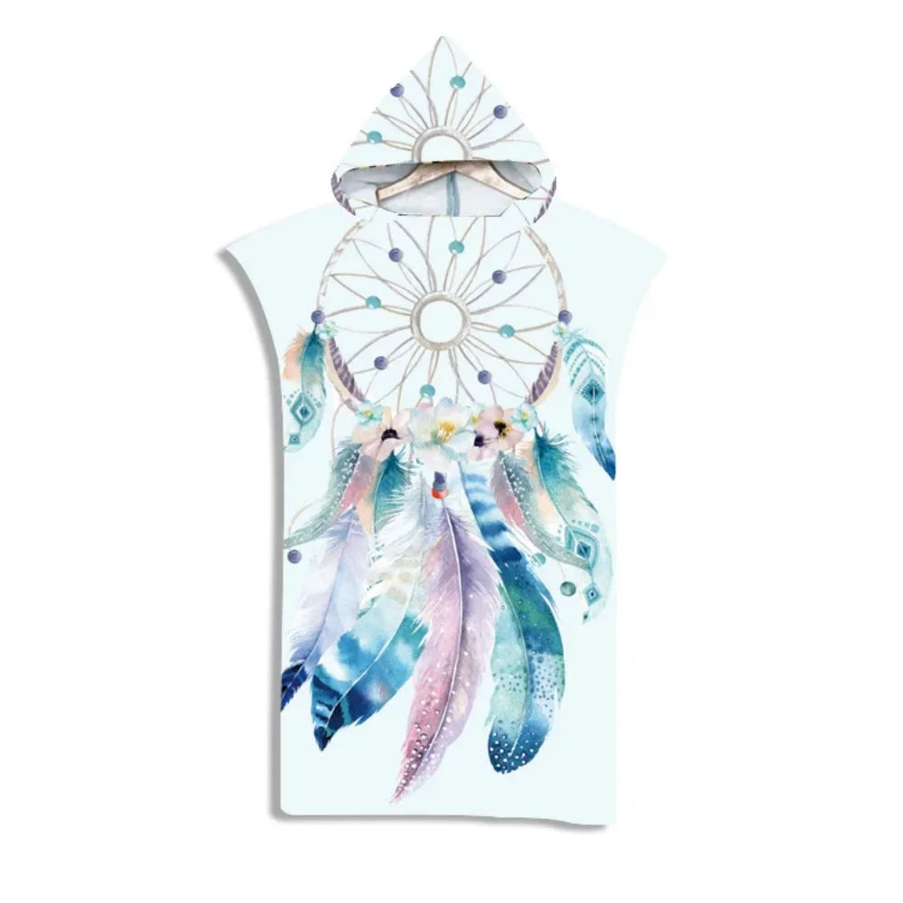 Adult Kids Beach Towel Quick Dry Hooded Cloak Children Women Large Bath Towels Sand Free Poncho Bathrobe For Summer Swim Surf