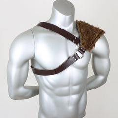Medieval Viking Belt the Renaissance Knight Accessories with Fur Shoulder Armor Suit PU Leather Role Playing  Accessories
