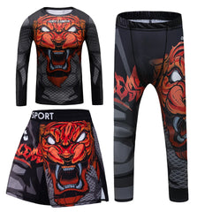 New Kids 4/pcs Sets Rashguard Jiu Jitsu MMA T-shirt+Pant For Children Muay Thai Shorts BJJ Tight Sportsuit MMA Boxing Fightwear