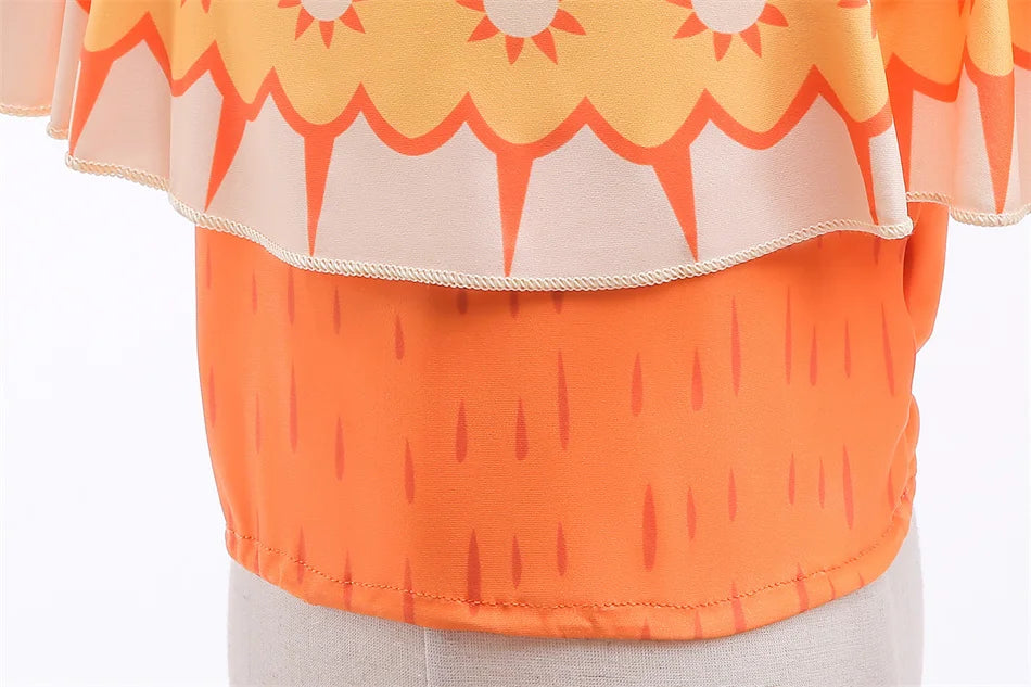 Encanto Cosplay Mirabel Isabela 2Pcs Tops Skirt Set Girls Dolores Luisa Pepa Bikini Swimwear Children Print Beachwear Costumes