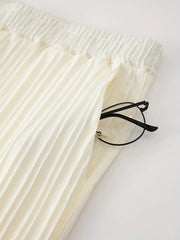 Men's Summer White Suit Outdoor Travel Suit Solid Color Vertical Strip Lapel Short-sleeved Shirt Drawstring Pants Two-piece Set