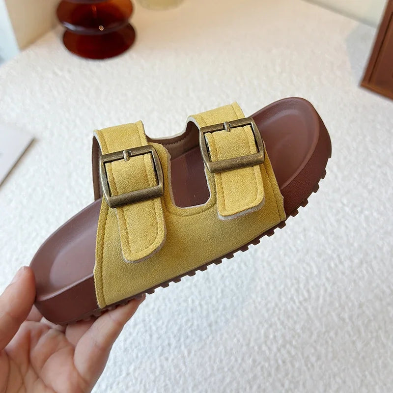 New Trend Girls Open-toe Slippers Summer Children's Causal Slip-on Shoes Fashion Kids Simple Boys Beach Flat Slippers Non-slip