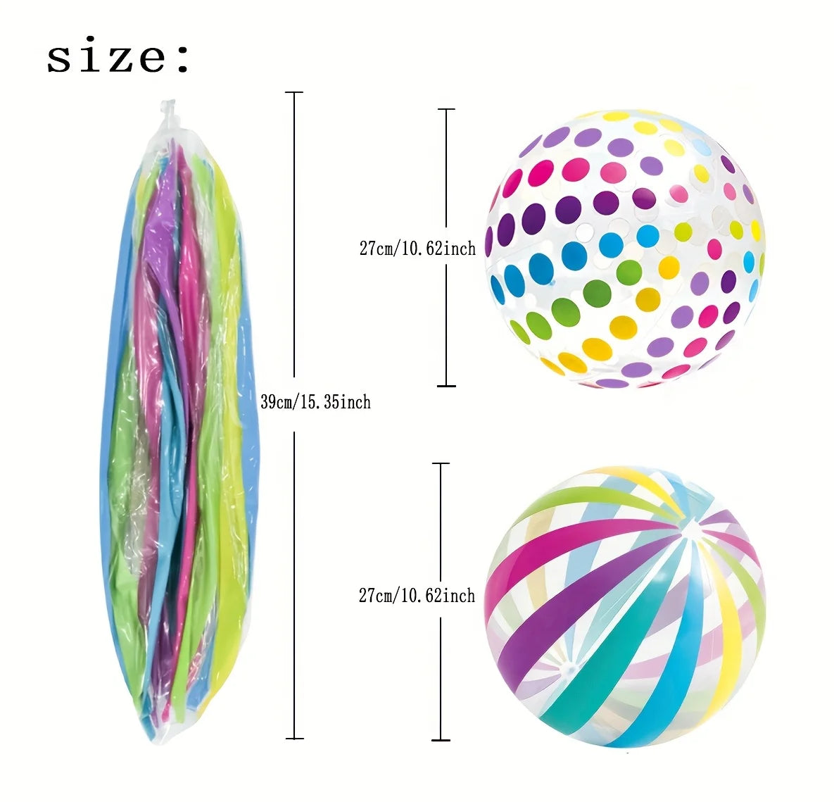 Beach Balls, Water Sports Inflatable PVC Water Balls, Colorful Balls, Swimming Pool, Beach Party