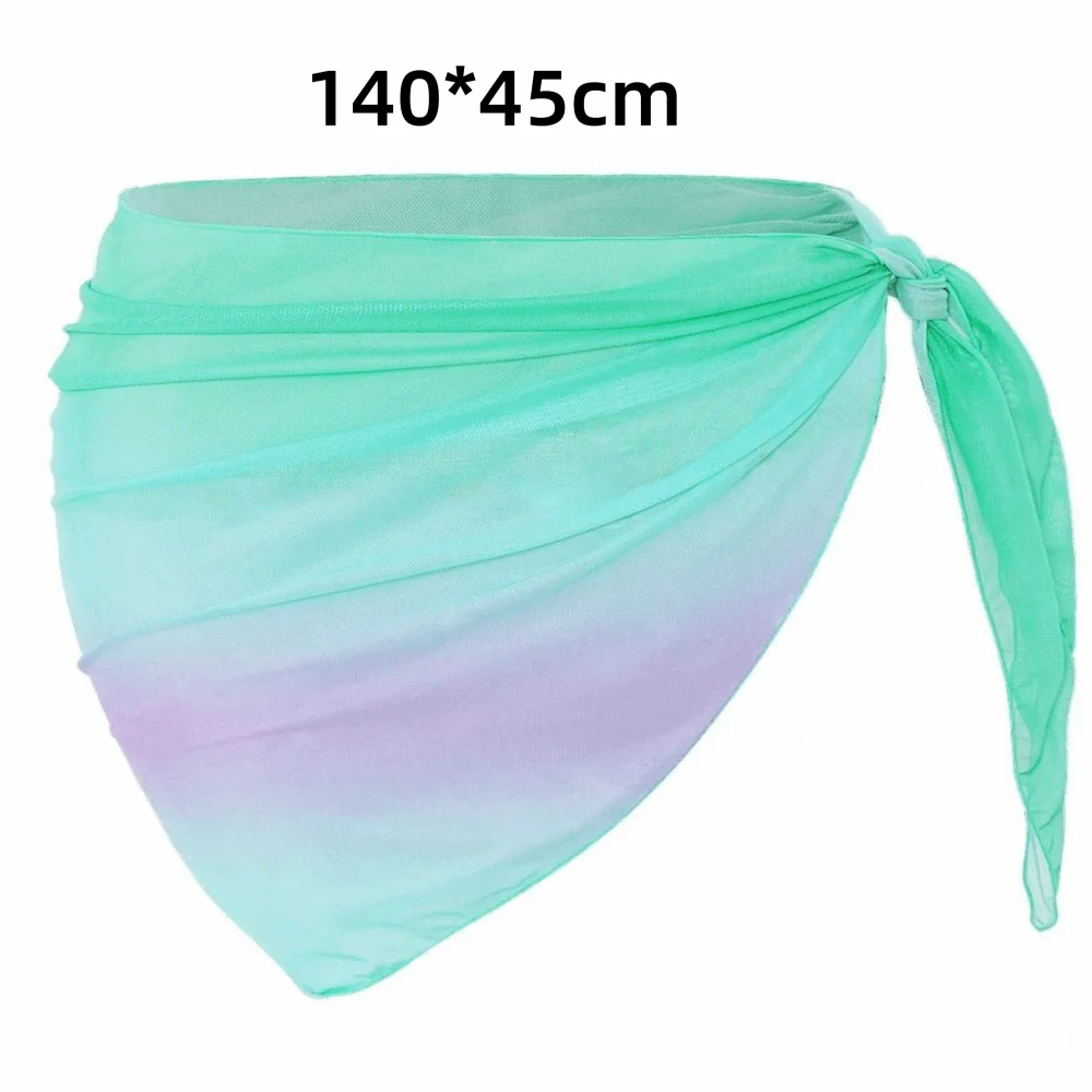 Chiffon Material Beach Dress Short Length Sheer Fabric Sarongs Breathable Quick-Dry Gradient Color Bikini Wrap