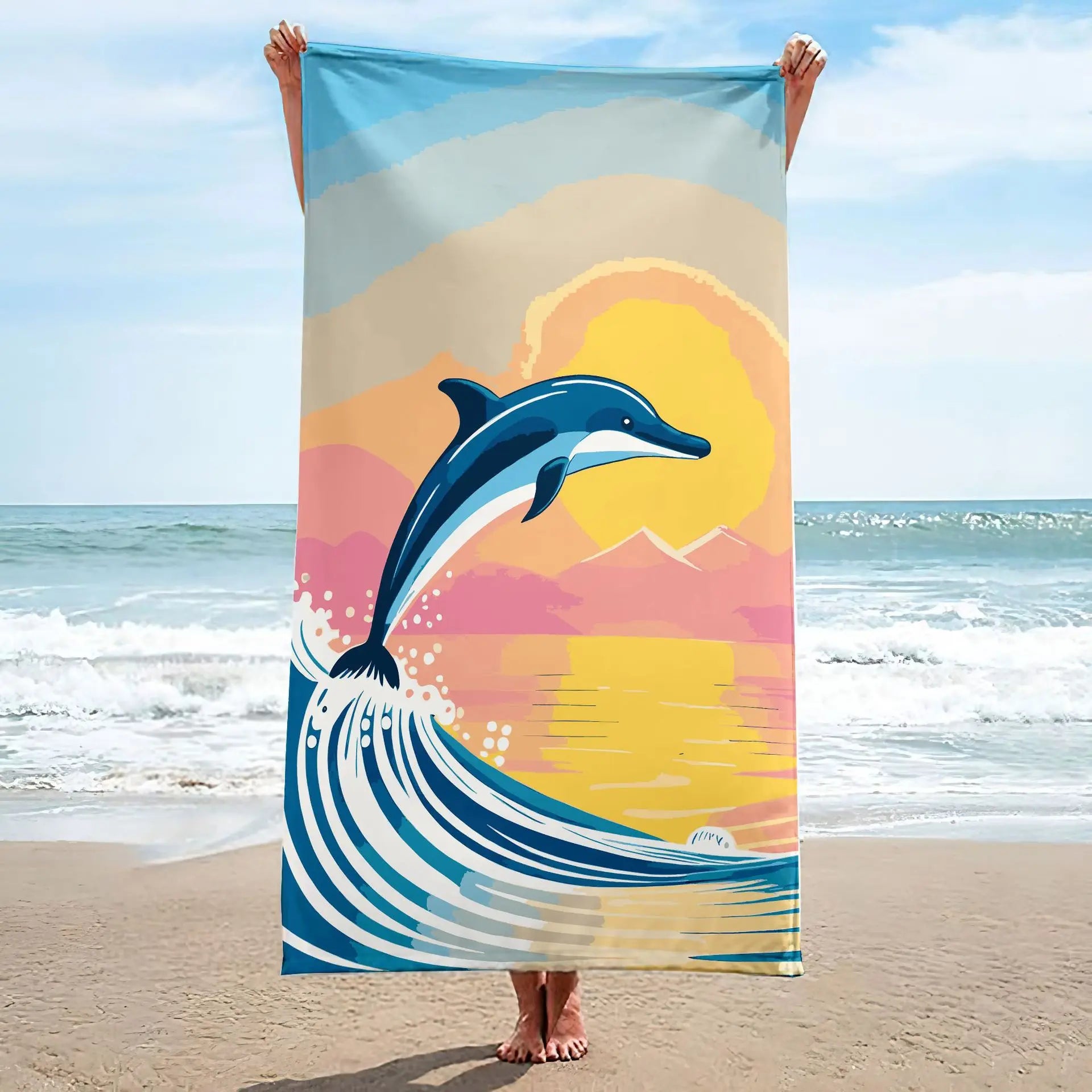 Watercolor Palm Tree Geometric Beach Towel Soft Microfiber Quick Dry Absorbent Towel For Beach Pool Vacation