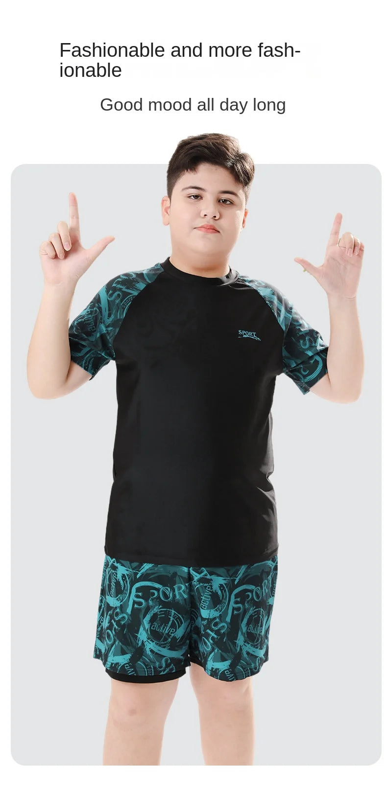 Children's Swimwear with Cap, Split Body, Short Sleeve, Two Piece Swimsuit for Men, Teenagers, Boys, New, Hot Spring Set, 2024