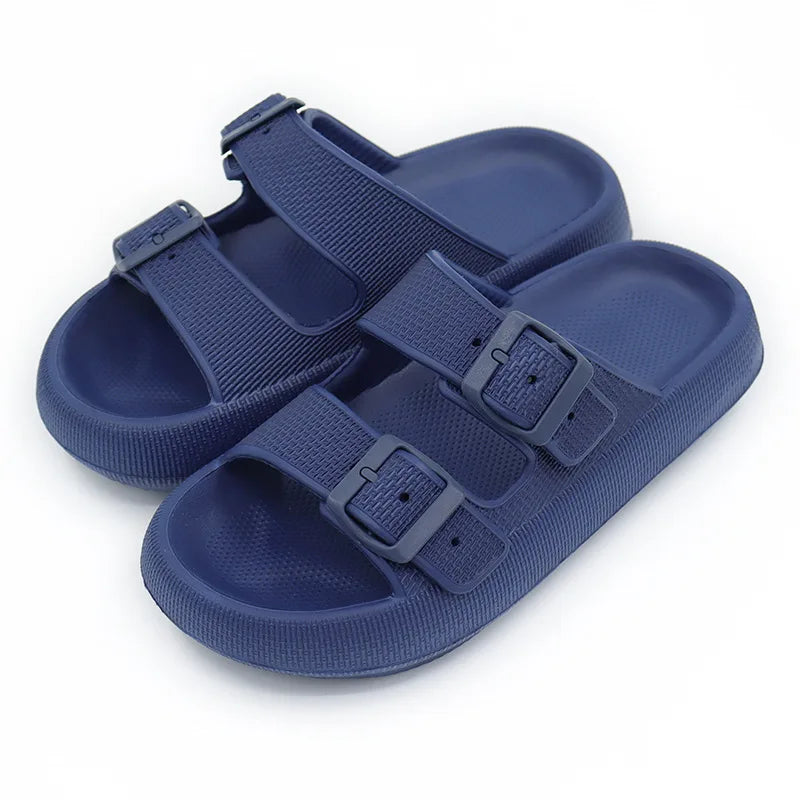 Soft Sole Beach Slippers Men Summer Adjustable Buckle Non-Slip Home Woman Comfortable Thick Bottom Sandals