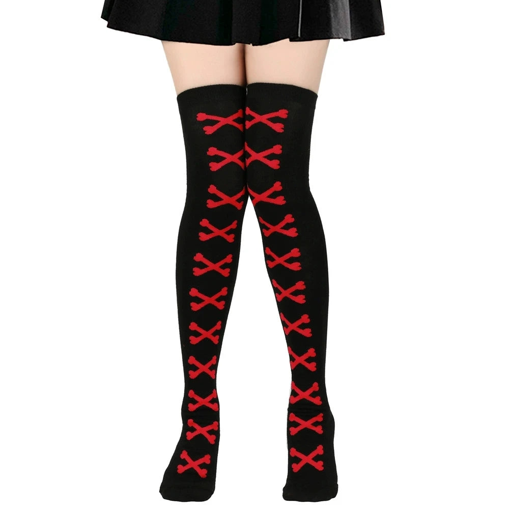 Halloween Stockings Blood Bat Spider Web Socks Festival Dress Up Props Cosplay Makeup Ball Party Skull Head Bone Long Socks New