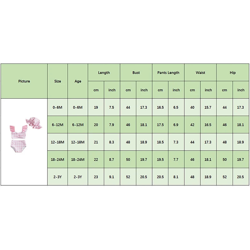 0-3T Toddler Girl Bikini Set Swimsuit Plaid Print Flutter Sleeves Tank Tops with Shorts and Hat Bathing Suit 3 Pcs Beachwear