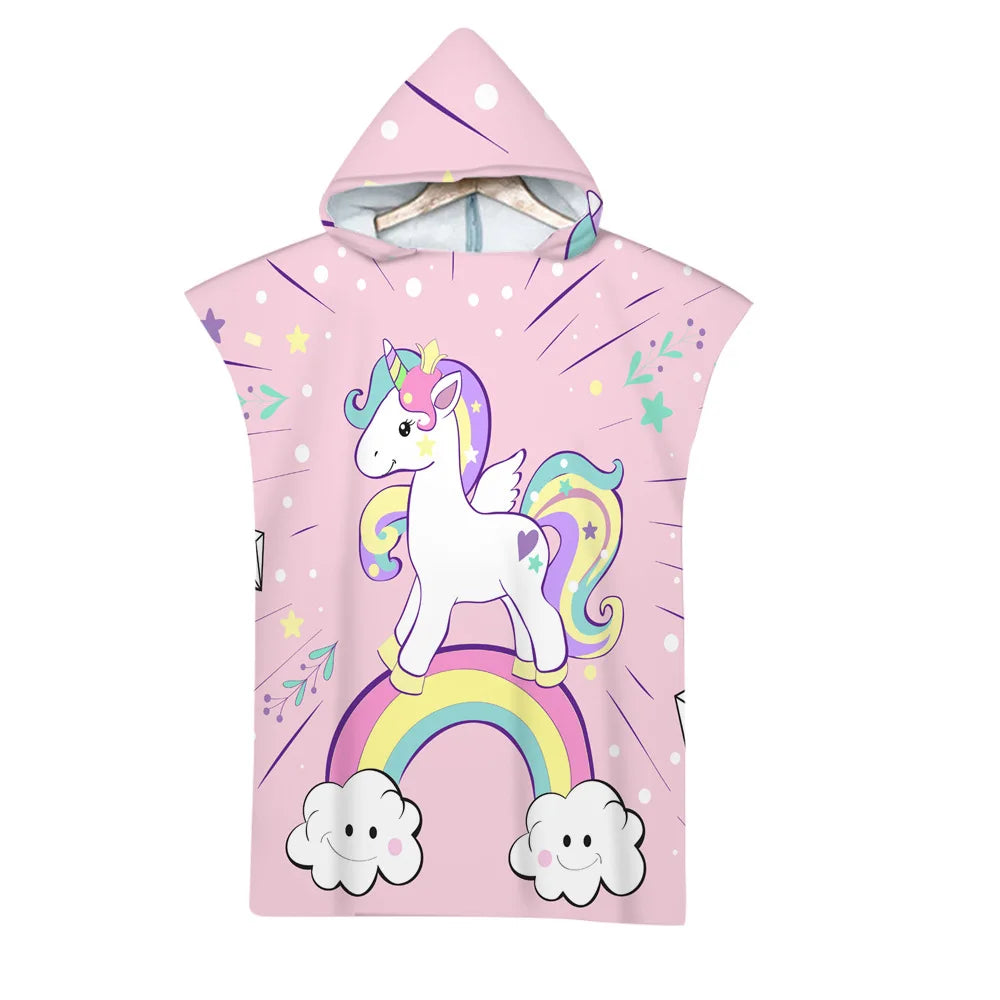 Adult Kids Beach Towel Quick Dry Hooded Cloak Children Women Large Bath Towels Sand Free Poncho Bathrobe For Summer Swim Surf