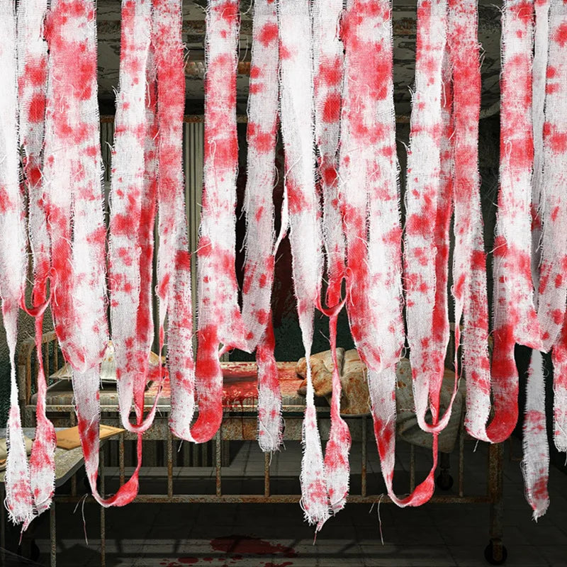 Halloween Bloody Bandage Cloth Artificial Blood Halloween Decor Scary Prop for Terror Party Cosplay Haunted House DIY Supply