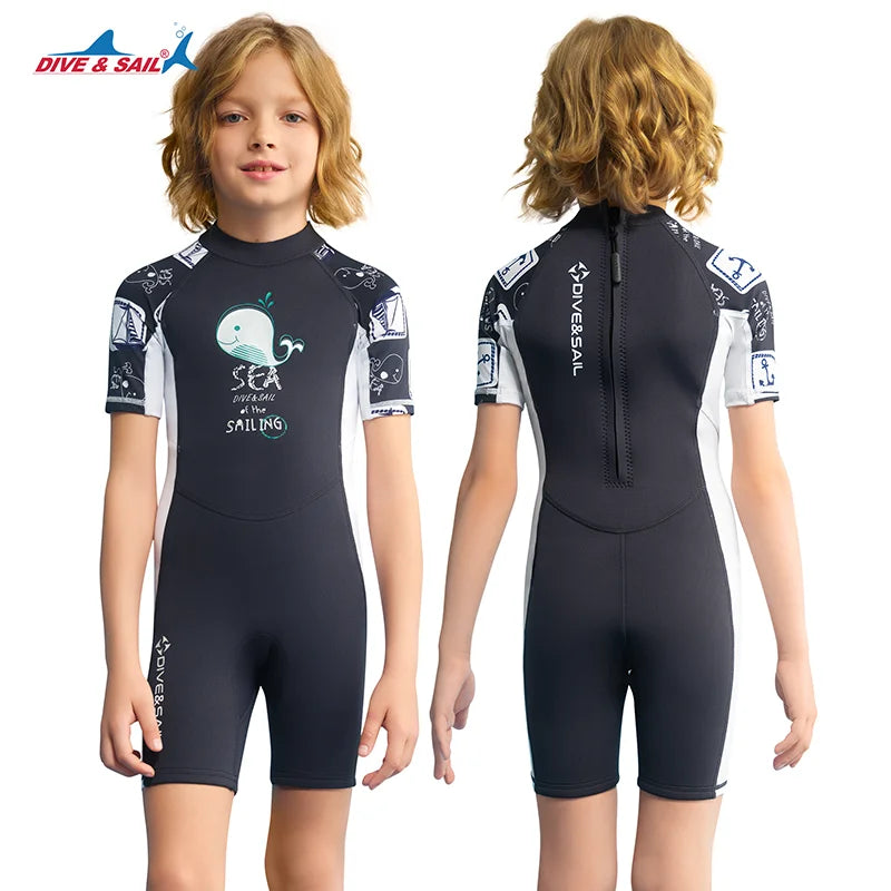 Kids Dive Skins Suit Full Body Swimsuit for Boys Girls and Youth 1.5/0.5mm Wetsuit UPF50+ Sun UV Protect Rash Guard Bathing Suit