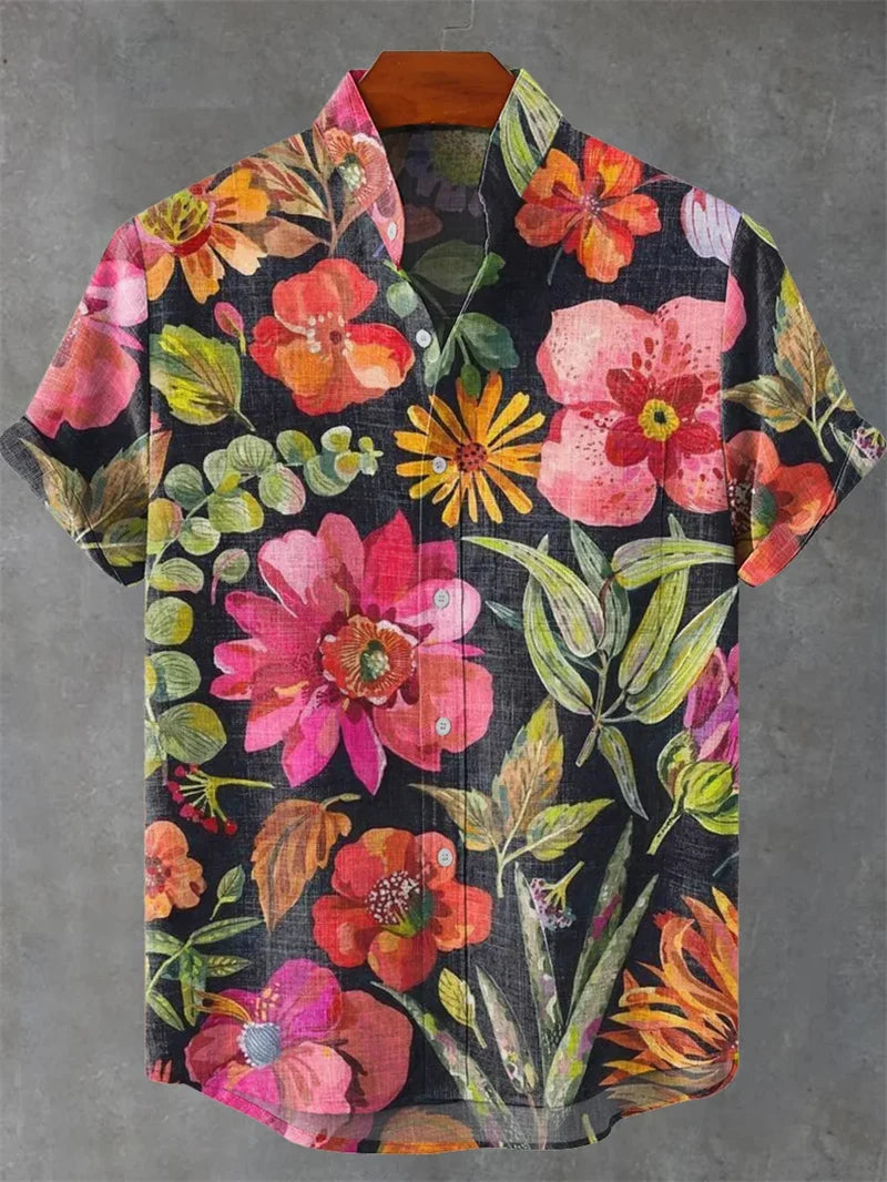 2025 Men's Shirt Hawaii Beach Holiday Flower Pattern Summer Casual Men's Top Breathable New Style