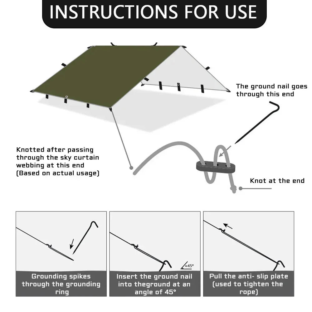 Waterproof Sun Tent Camping Tarpaulin Outdoor Sun Shade Awning Garden Beach Sun Shelter Ultra Light Resistant Durable Waterproof