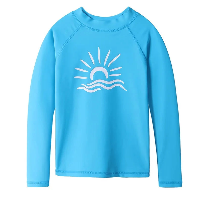 BAOHULU Long Sleeve Rashguard Kids Swimwear Girls Surf  Suit UPF 50+ Sun Protection Shirts Boys Swim Rash Guard Beach Wear