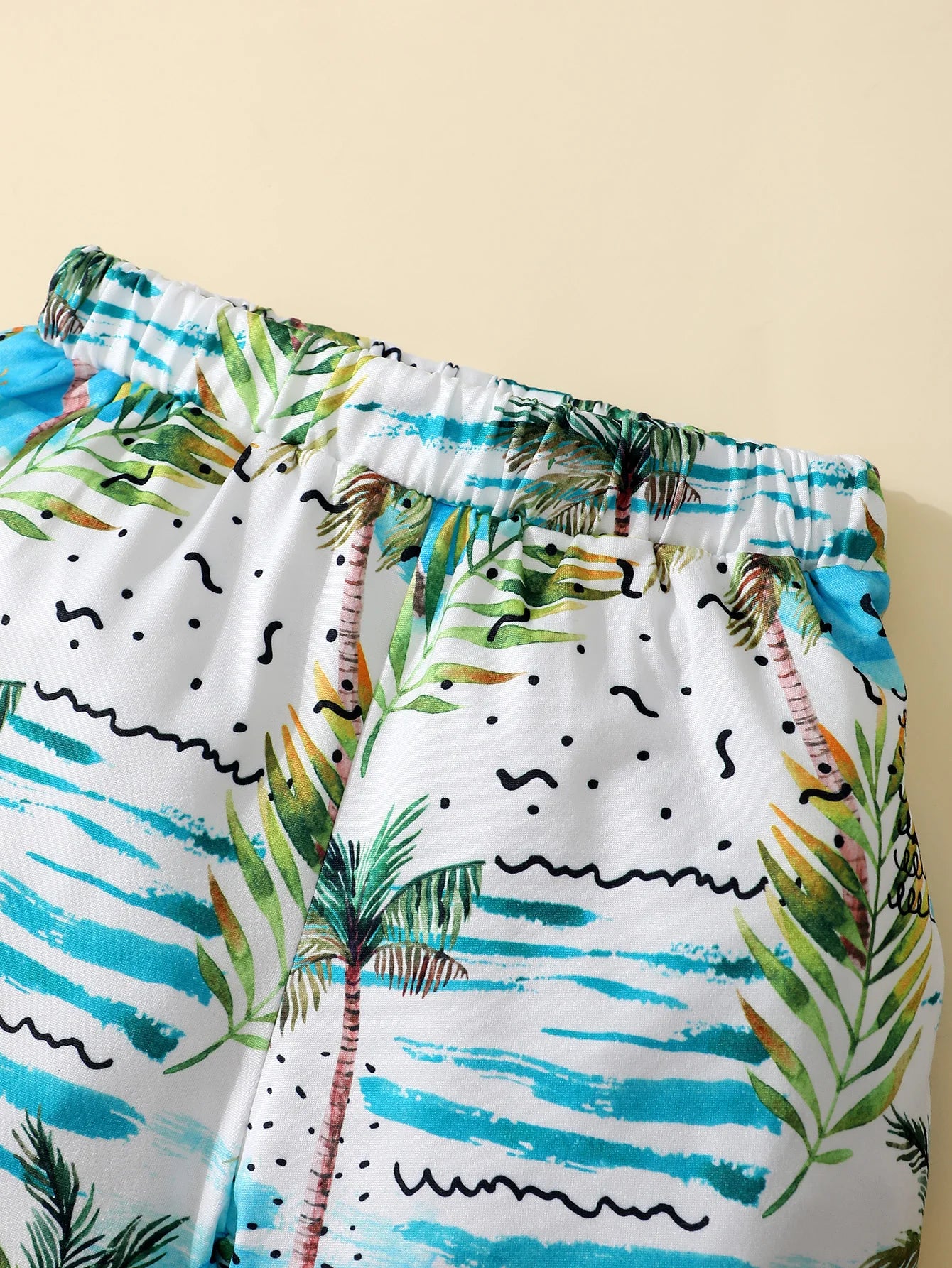 Summer  4-7  Years  Old  Cool Boys  Sleeveless  Top  And  Hawaiian  Printed Shorts  Casual  3-Piece  Set  With  Hat