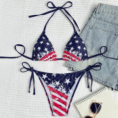 Sexy Bikini 2026 Women USA Flag Print Bra Underwear Lingerie Swimsuit Low Waist Bikinis Sets Beach Swimwear