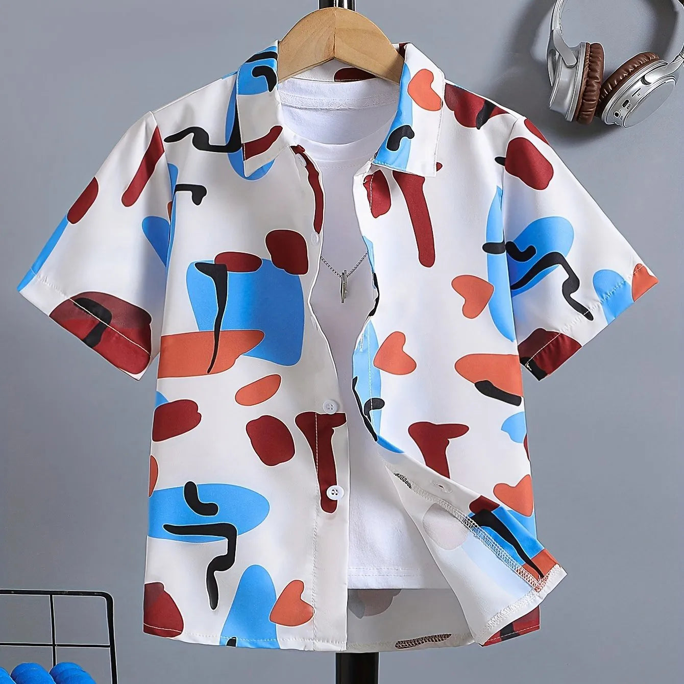 Boy's Hawaii Shirt Children's Clothing Casual T-Shirt for a Boy Short Sleeve Button Baby Summer Clothes Children's T-Shirt Girls
