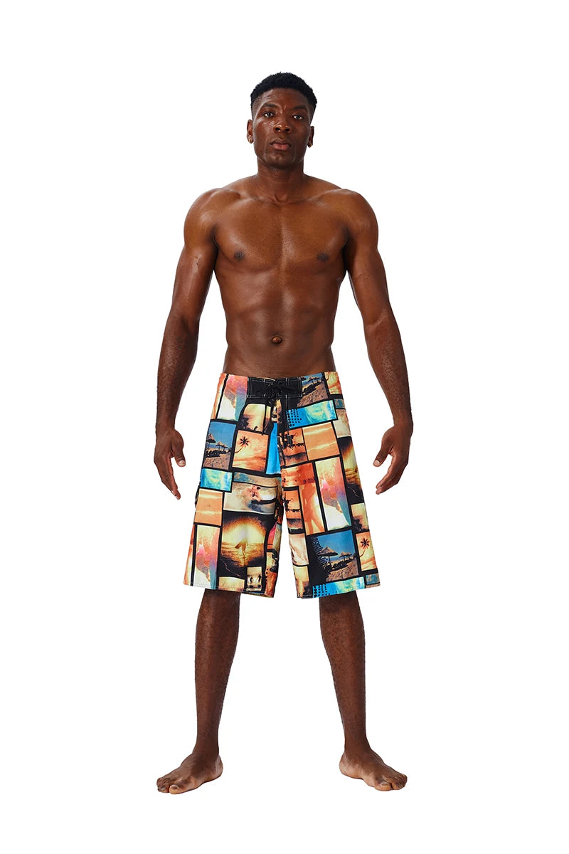 Summer New Fashion Trend Mens Beach Shorts Bermuda Phantom  Quick Dry Swimwear Casual Print Diving Surfwear men swimming shorts