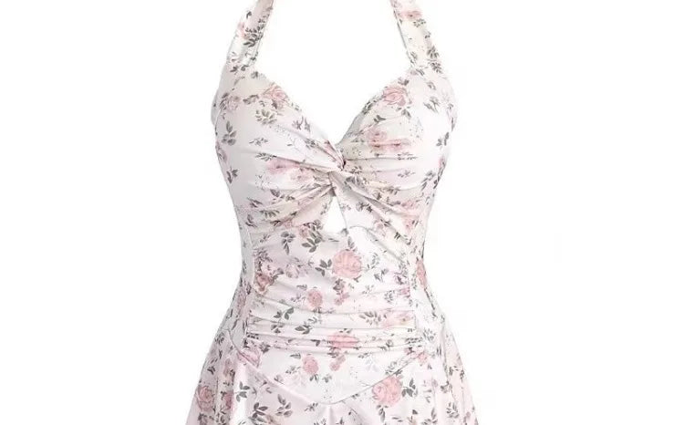 Women Korean Sexy One Piece Swimsuit Tummy Control Slimming High Waisted Bathing Suit Hot Spring Beachwear Elegant Swimsuit