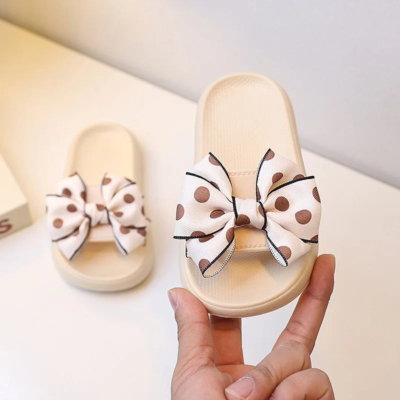 2026Summer Children's Slippers Girls Princess Non-slip Soft Sole Slippers Toddler Girl Shoes Bow Tie Slippers Flip Flops Outdoor