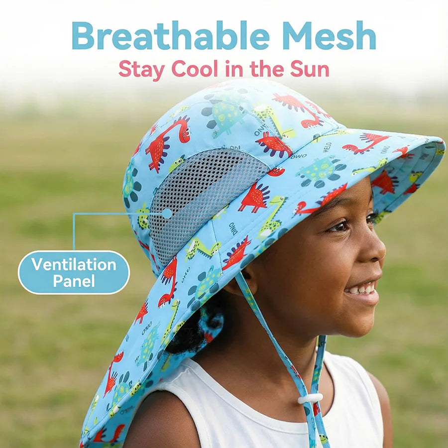 Side Net Fabric Children's Sun Hat with Side Mesh, Sun Hat for Protection From The Sun, Sunshade Shawl Hat, Original Large Brim