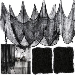 2/4m Horror Halloween Decoration Black Gauze Artificial Spider Web For Haunted House Halloween Party Home Decor Scary Scene Prop