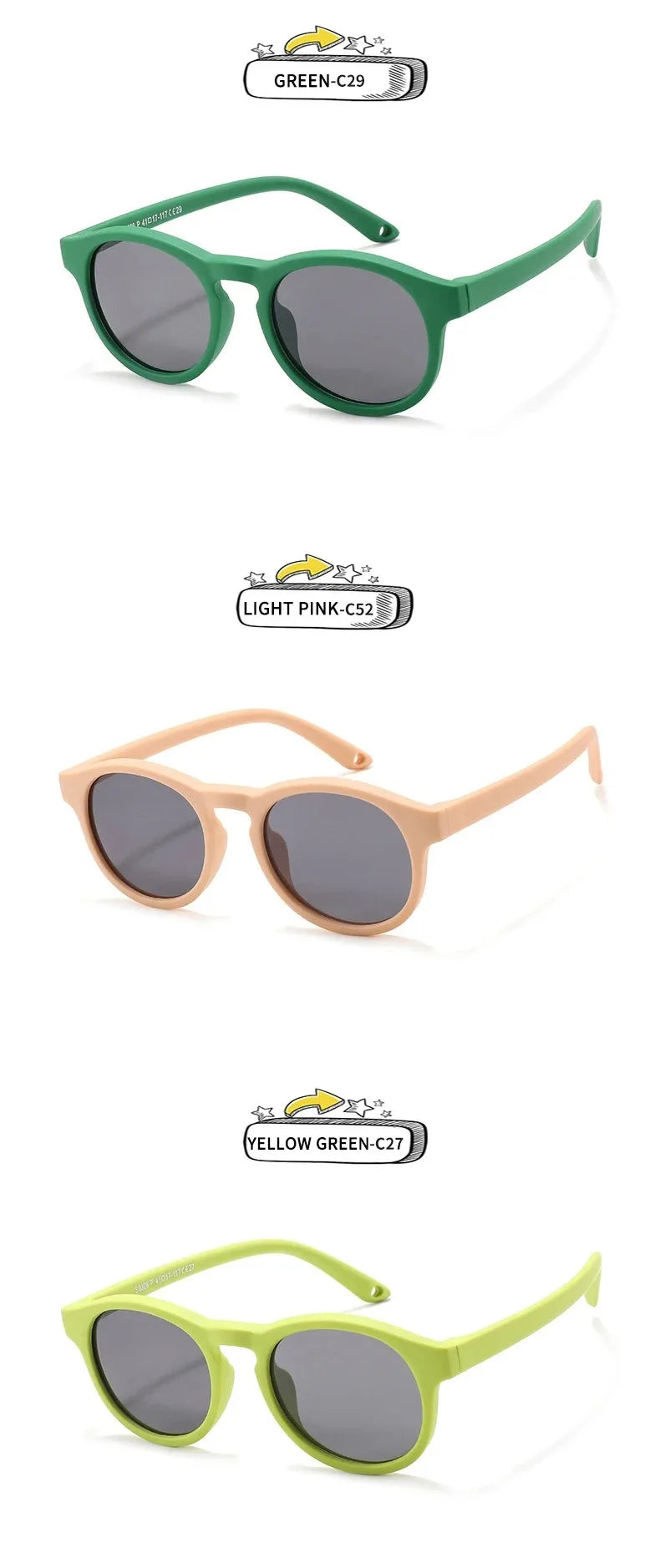 Fashion Baby's First Sunglasses with Strap Round Flexible UV400 Polarized Infant Sunglasses for Ages 0-3 Years