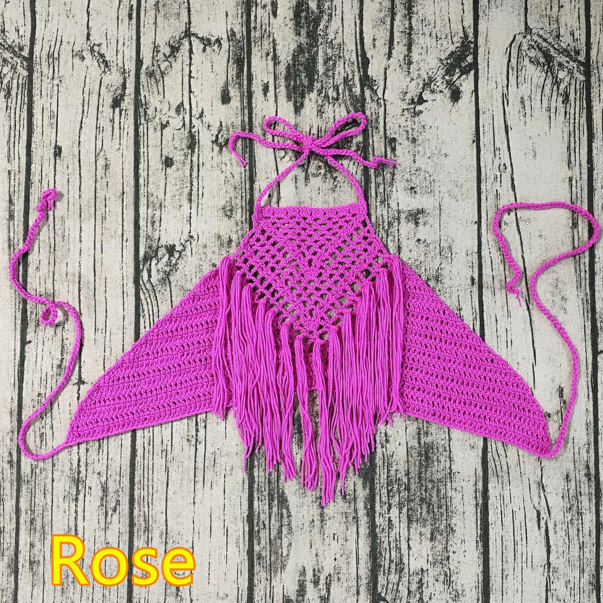 Handmade Crochet Lace Knit Boho Beach Bikini Cami Tank Crop Top Halter