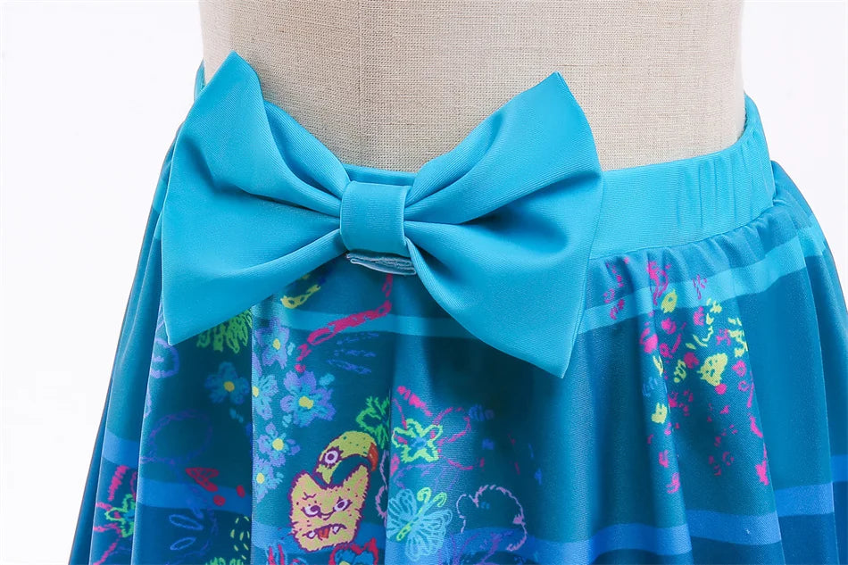 Encanto Cosplay Mirabel Isabela 2Pcs Tops Skirt Set Girls Dolores Luisa Pepa Bikini Swimwear Children Print Beachwear Costumes