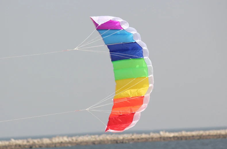 Outdoor Fun High Quality 1.4m Dual Line Parafoil Kite With Handle String Rainbow Sports Beach Good Flying