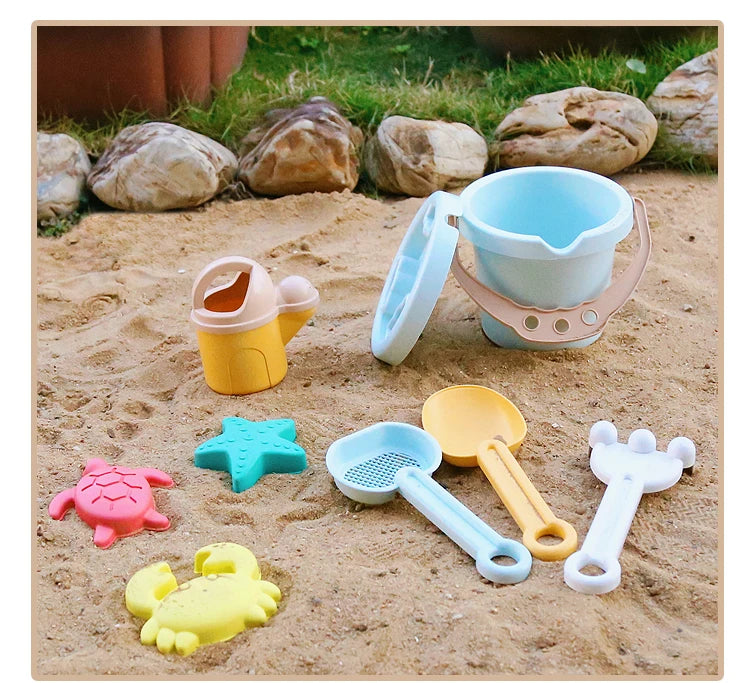 9 Piece Beach Sand Toys, Durable Sand Bucket with Shovel Tool, Thickened Material, Sand Castle Outdoor Play Set Birthday Present