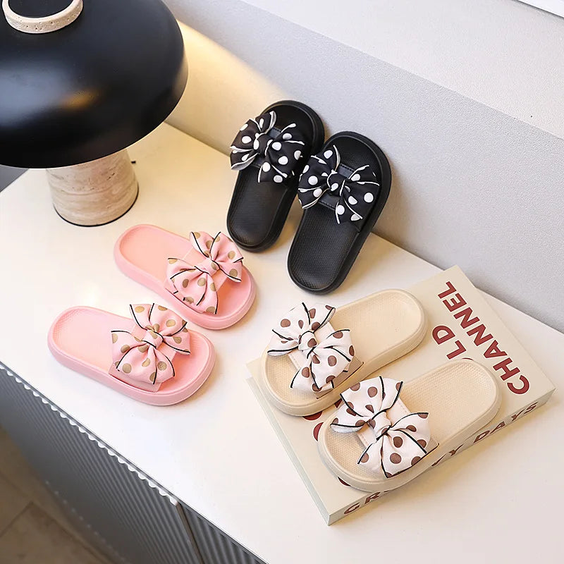 2026Summer Children's Slippers Girls Princess Non-slip Soft Sole Slippers Toddler Girl Shoes Bow Tie Slippers Flip Flops Outdoor