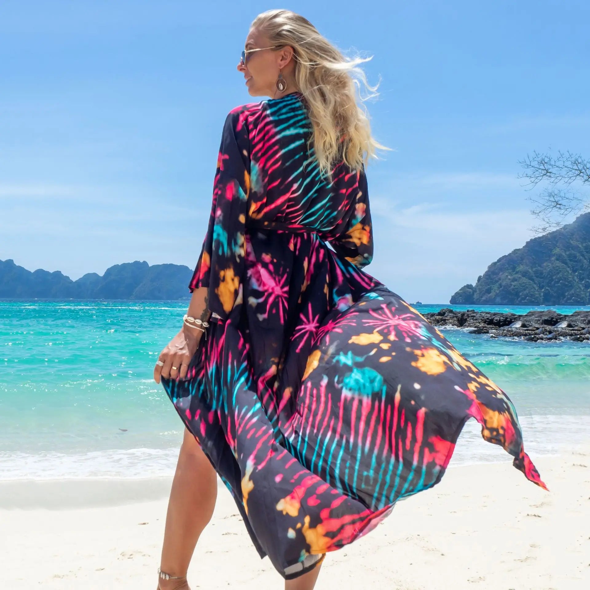 Swimsuit Cover Up Printed Kimono for Sea Boho Coverup Long Luxury Beach Outings Belted Swimwear Cape Holiday Bathing Suits Sales