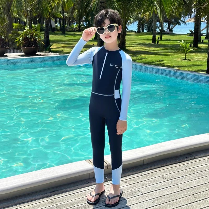 Sun Protection One Piece Girls' Swimsuit Girl Kids Swimming Suits Long Sleeve Childrens Bathing Suit Beachwear Surfing