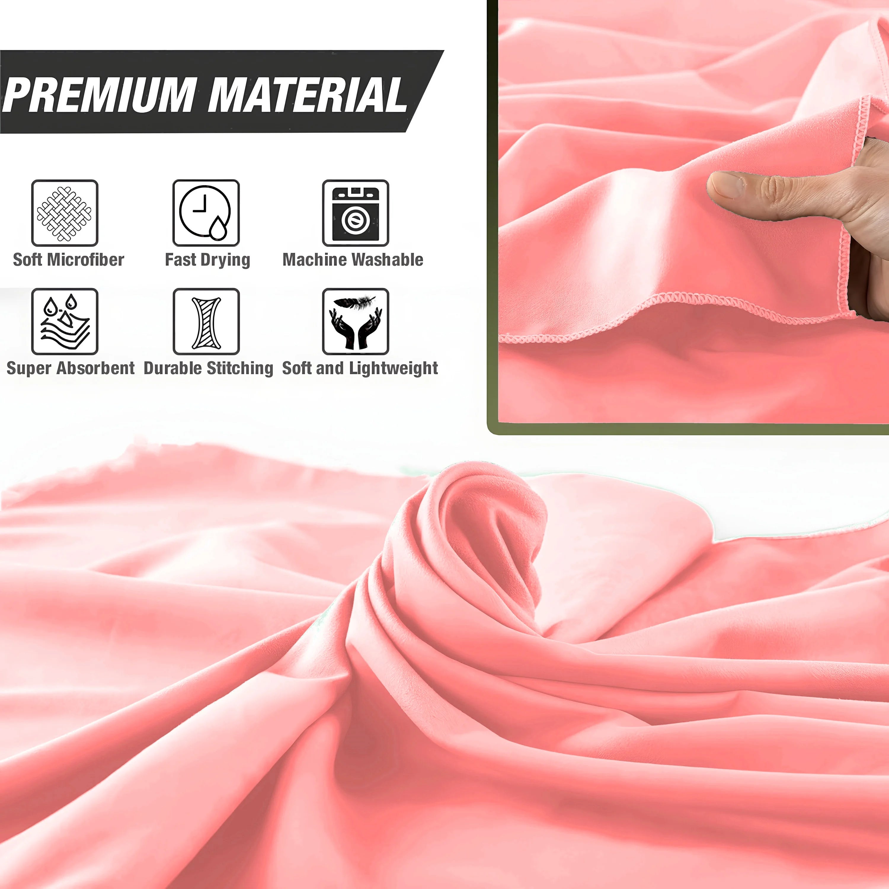 1PC Baby Pink Microfiber Towel Perfect Travel Gym Camping Towel Quick Dry Super Absorbent  Ultra Compact Lightweight Beach Towel