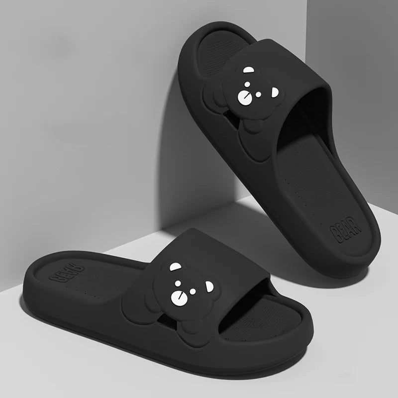 Fashion Women's Slippers Indoor Soft Sole Cartoon Bear Slides Bathroom EVA Outdoor Men Summer Beach Flip Flops Shoes Couple