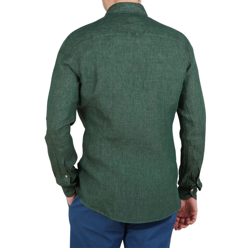 2026 Fashion Streetwear Men's Summer Comfy Cotton Linen Casual Suit Long-sleeved Shirt and Shorts Two-pieces Men Vacation Outfit