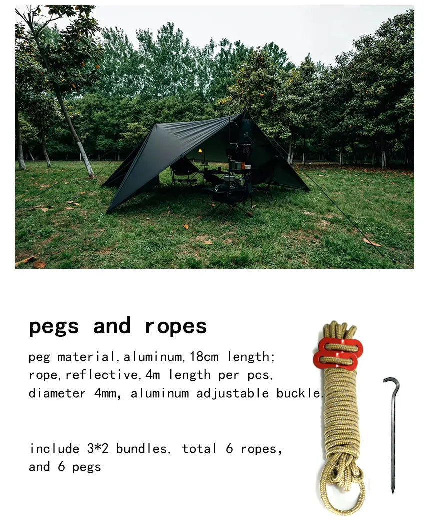 Aricxi 19 points Ultralight Tarp Outdoor Camping Survival Sun Shelter Shade Awning Silver Coating Pergola Waterproof Beach Tent