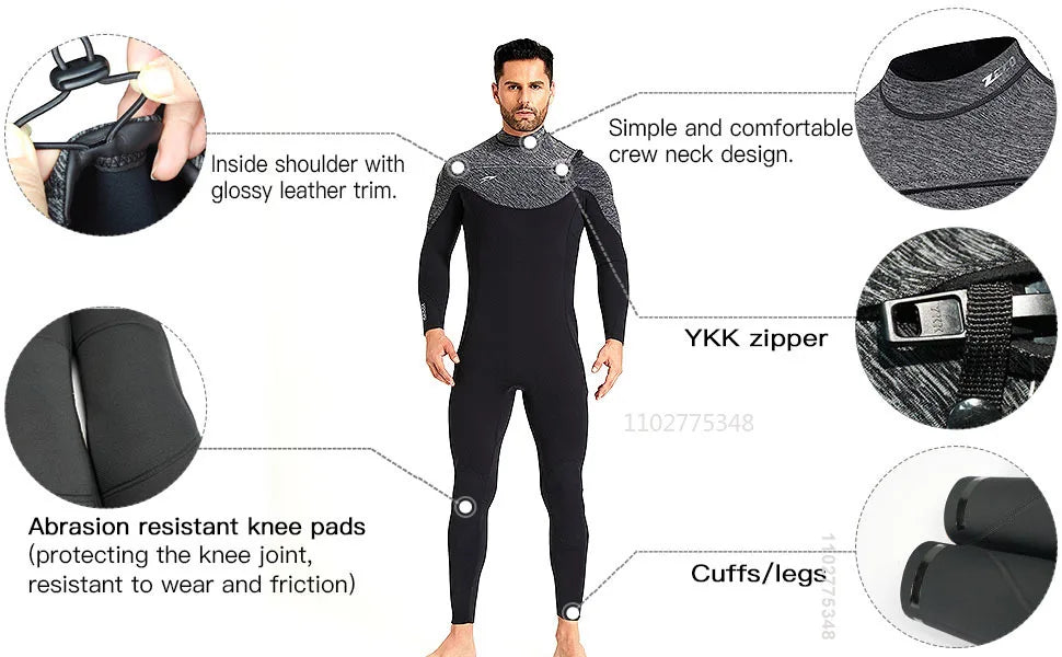 Men Women Neoprene Wetsuits 3/2MM Surf Suit Snorkel Swimwear Winter High Elasticity Rash Guards Spearfishing Scuba Diving