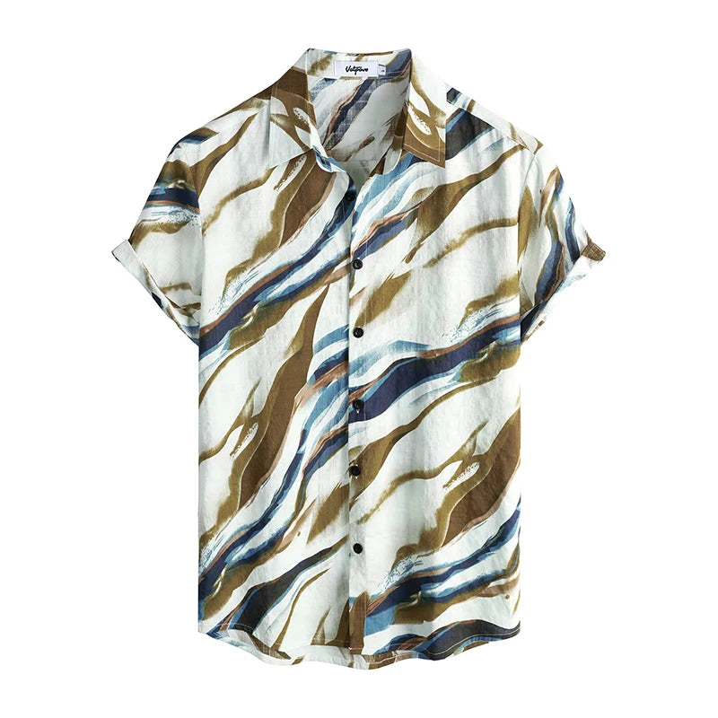 Mens Casual Hawaiian Floral Shirts 3D Full Print Short Sleeve Button Down Tropical Beach For Men Camisa Manga Masculina