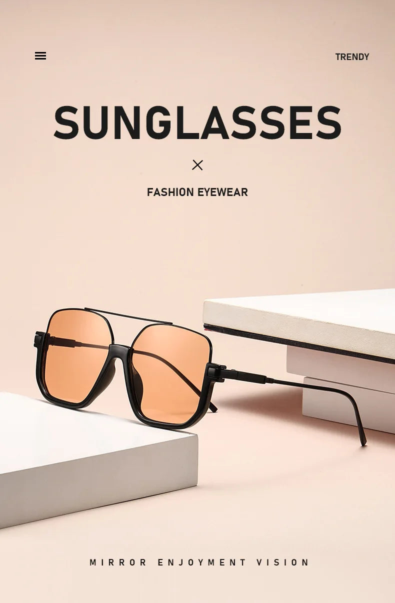 New Man Woman Sun Glasses High Quality UV400 Sunglasses Unisex Double Beam Design Half-Frame Sunnies Fashion Versatile Shade