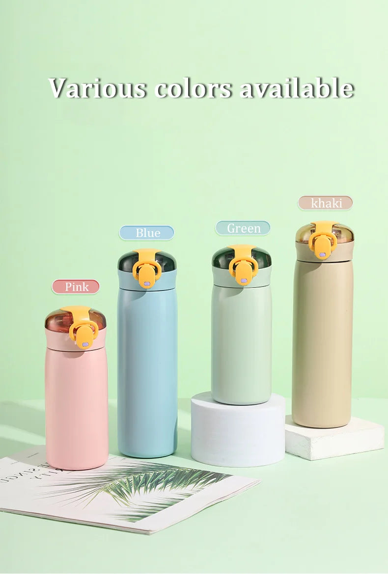 320/460ML Kids Stainless Steel Thermal Bottle Portable Kids Straw Mug Cold and Hot Thermal Thermos Student Water Bottle