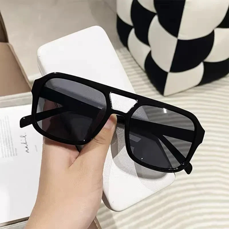 Square Big Frame Sunglasses for Men and Women Lightweight Frame Black Yellow Sun Glasses with UV Protection